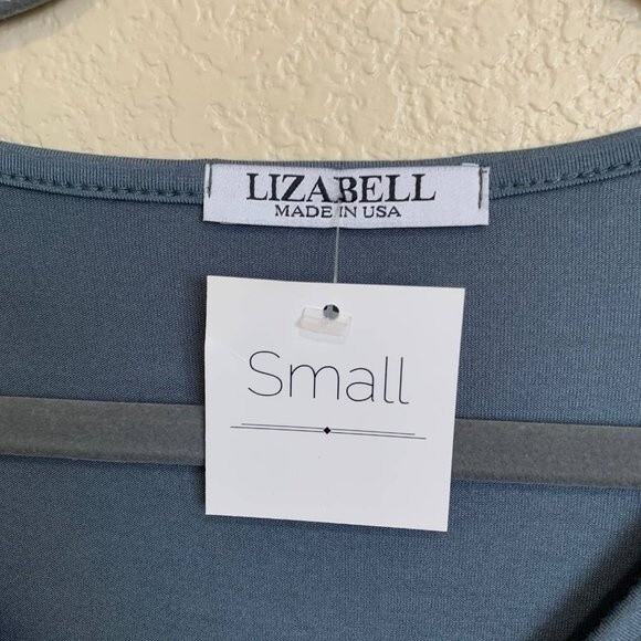 Lizabell blue top V-neck long sleeve with front knot top size S - Picture 7 of 11
